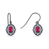 Halo Oval Fishhook Earrings Cubic Zirconia 925 Sterling Silver