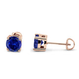 Solitaire Screw Back Stud Earring Brilliant Round Simulated Cubic Zirconia Solid 925 Sterling Silver