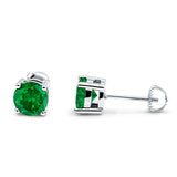 Solitaire Screw Back Stud Earring Brilliant Round Simulated Cubic Zirconia Solid 925 Sterling Silver