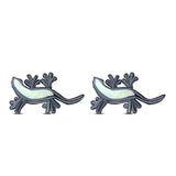 Lizard Stud Earring Created Opal Solid 925 Sterling Silver (21mm)