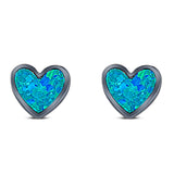 Heart Stud Earring Created Opal Solid 925 Sterling Silver (8mm)