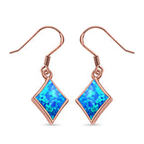 Square Drop Dangle Earrings Created Opal 925 Sterling Silver(11mm)