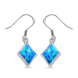 Square Drop Dangle Earrings Created Opal 925 Sterling Silver(11mm)