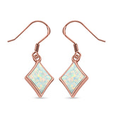 Square Drop Dangle Earrings Created Opal 925 Sterling Silver(11mm)