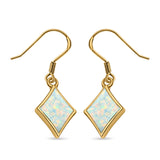Square Drop Dangle Earrings Created Opal 925 Sterling Silver(11mm)