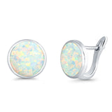 Stud Earrings Lab Created Opal 925 Sterling Silver (14mm)