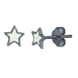 Stud Earrings Lab Created Opal 925 Sterling Silver (5mm)