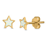 Stud Earrings Lab Created Opal 925 Sterling Silver (5mm)