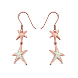 Starfish Drop Dangle Earrings Created Opal 925 Sterling Silver(18mm)