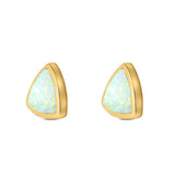 Triangle Stud Earring Created Opal Solid 925 Sterling Silver (10mm)