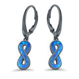 Infinity Dangling Leverback Earrings Created Opal 925 Sterling Silver (15mm)