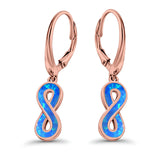 Infinity Dangling Leverback Earrings Created Opal 925 Sterling Silver (15mm)