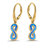 Infinity Dangling Leverback Earrings Created Opal 925 Sterling Silver (15mm)