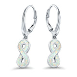Infinity Dangling Leverback Earrings Created Opal 925 Sterling Silver (15mm)