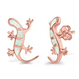 Lizard Stud Earrings Lab Created Opal 925 Sterling Silver (21mm)