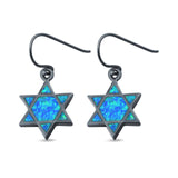 Drop Dangle Jewish Star Shape Earrings Created Opal 925 Sterling Silver(18mm)