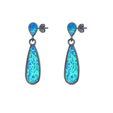 Pear Shape Fashion Stud Earrings Created Opal 925 Sterling Silver (30mm)