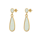 Pear Shape Fashion Stud Earrings Created Opal 925 Sterling Silver (30mm)