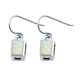Rectangular Drop Dangle Earrings Created Opal 925 Sterling Silver(9mm)