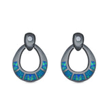 Stud Earrings Lab Created Opal 925 Sterling Silver