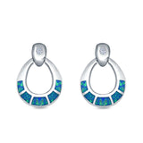 Stud Earrings Lab Created Opal 925 Sterling Silver
