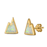 Mountain Stud Earrings Lab Created Opal 925 Sterling Silver