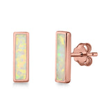 Bar Stud Earrings Created Opal 925 Sterling Silver