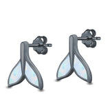 Whale Tail Stud Earrings Lab Created Opal 925 Sterling Silver (10mm)
