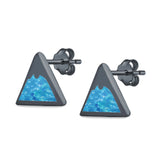 Mountain Shape Stud Earrings Lab Created Opal 925 Sterling Silver (7mm)