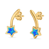 Shooting Star Stud Earrings Created Opal 925 Sterling Silver (13mm)