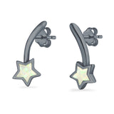 Shooting Star Stud Earrings Created Opal 925 Sterling Silver (13mm)
