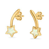 Shooting Star Stud Earrings Created Opal 925 Sterling Silver (13mm)