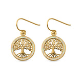 Tree of Life Drop Dangle Earrings Lab Created Opal 925 Sterling Silver (20mm)