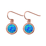 Round Drop Dangle Earrings Lab Created Opal 925 Sterling Silver (10mm)