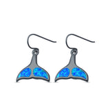 Whale Tail Drop Dangle Earrings Lab Created Opal 925 Sterling Silver (13mm)