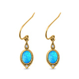 Drop Dangle Earrings Lab Created Opal 925 Sterling Silver (16mm)