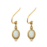 Drop Dangle Earrings Lab Created Opal 925 Sterling Silver (16mm)