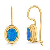 Dangling Leverback Earrings Created Opal 925 Sterling Silver (11mm)