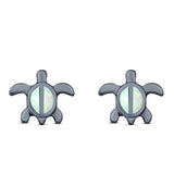 Turtle Stud Earring Created Opal Solid 925 Sterling Silver (8mm)