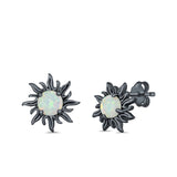 Sun Stud Earrings Lab Created Opal 925 Sterling Silver (14mm)