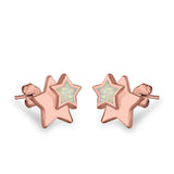 Stars Stud Earrings Lab Created Opal 925 Sterling Silver (9mm)