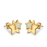 Stars Stud Earrings Lab Created Opal 925 Sterling Silver (9mm)