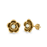 Flower Stud Earrings Lab Created Opal 925 Sterling Silver (10mm)