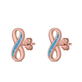 Infinity Stud Earrings Lab Created Opal 925 Sterling Silver (11mm)