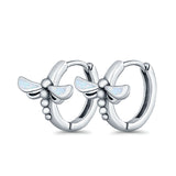 Dragonfly Hoop Huggie Earrings Lab Created Opal 925 Sterling Silver