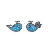 Whale Shark Earrings Lab Created Opal Simulated CZ 925 Sterling Silver