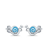 Swirl Snail Stud Earrings Lab Created Opal 925 Sterling Silver (9mm)