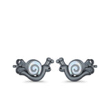 Swirl Snail Stud Earrings Lab Created Opal 925 Sterling Silver (9mm)