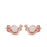 Swirl Snail Stud Earrings Lab Created Opal 925 Sterling Silver (9mm)