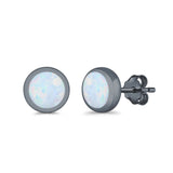 Round Stud Earrings Lab Created Opal 925 Sterling Silver (4mm-10mm)